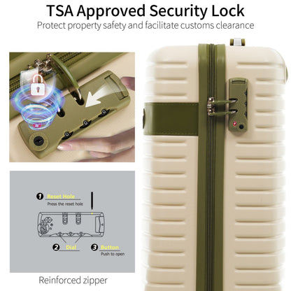 Luggage Sets 3 Piece Lightweight Hardside Rugged Travel Suitcase with Wheels, 22” x 14” x 9” Airline Approved, TSA Lock